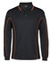 A black long-sleeve polo shirt with orange piping and a logo on the chest. Perfect for casual wear.