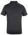 A black marle polo shirt with a classic collar and short sleeves, featuring a logo on the back.