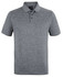 A black marle polo shirt with a classic collar and three-button placket, featuring a logo on the inside.