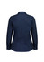 A navy blue long sleeve shirt featuring a fitted back and button-up cuffs. It has a logo on the fabric.