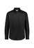 A black long sleeve shirt featuring a classic fit and a chest pocket, with a button-up front and a collar.