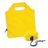 A yellow reusable grocery bag with a foldable design, accompanied by a matching pouch for storage.