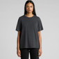 A dark stone wash heavy tee shirt with a relaxed fit, featuring a simple design and no visible branding.