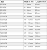 Flex Wide Size Chart