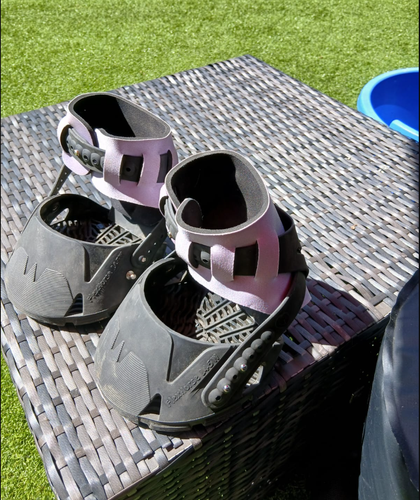 Flex Boot Hoof Boots size 145 Wide - only tried on - fitted with ice studs