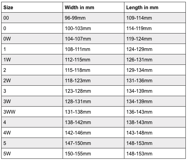 Hoof Boot size charts