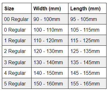 Easyboot size chart