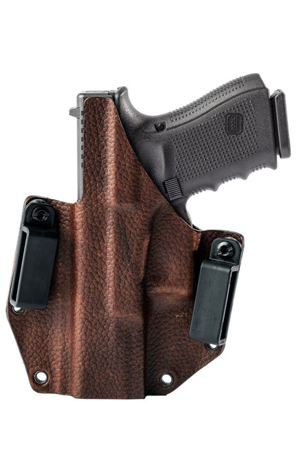 Fits Glock 19, 23, 44, 45 Brown Leather Hybrid OWB Fits Glock 19, 23, 44, 45 Brown Leather Hybrid OWB