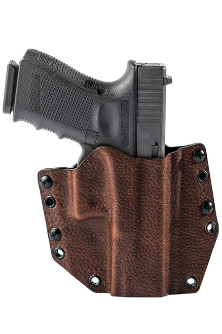 Fits Glock 19, 23, 44, 45 Brown Leather Hybrid OWB