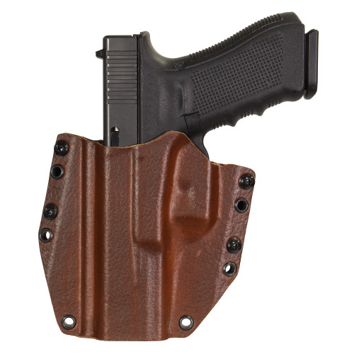 Fits Glock 17, 22, 47 Gen 6 Brown Leather Hybrid, OWB, LH