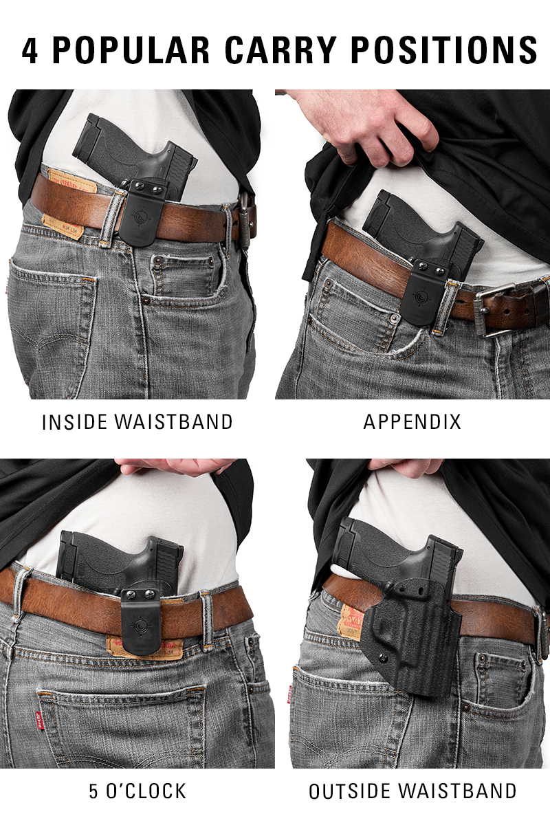 Universal Nylon Gun Holster – IWB/OWB Belt Carry – Ambidextrous With Clip – Black