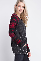 Snowflake Sweater in charcoal & Red