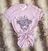 Highland Cow Tee in Orchid