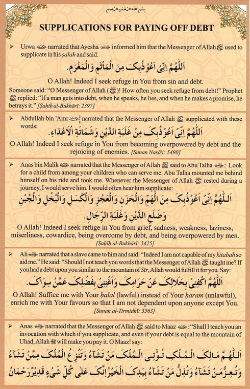 Supplications For Paying Off Debt
