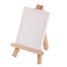 Bertie® Mini Wooden Easel and Canvas Set 8x12cm 36pc - Default Image