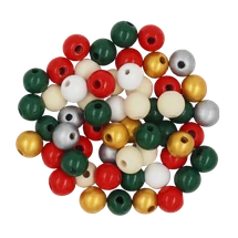 Wooden Christmas Beads Asst 250g - Default Image