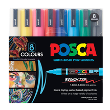 POSCA PC-5BR Brush Tip Markers Asst 8pc - Default Image