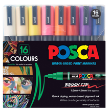POSCA PC-5BR Brush Tip Markers Asst 16pc - Default Image