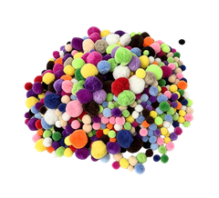 Bertie® Pom Poms Mixed Assorted Colours 1200pc - Default Image