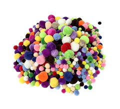 Bertie® Pom Poms Mixed Assorted Colours 1200pc - Default Image