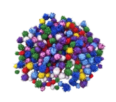Bertie® Pom Poms Glitter Mixed Assorted Colours 300pc