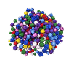 Bertie® Pom Poms Glitter Mixed Assorted Colours 300pc