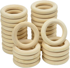 Bertie® Wooden Rings 4.5cm 20pc - Default Image