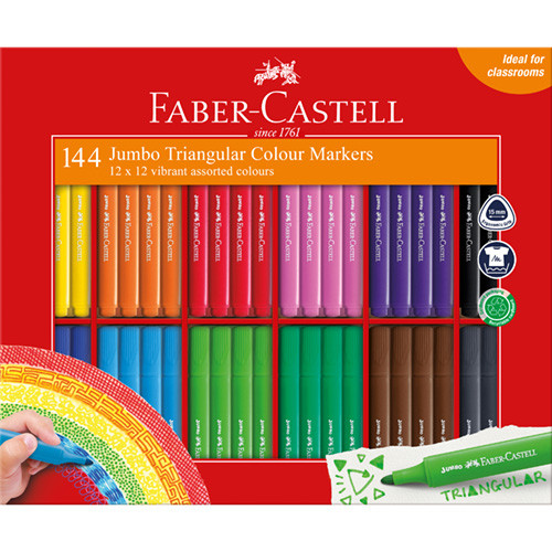 Faber-Castell Jumbo Triangular Markers Classpack 144pc