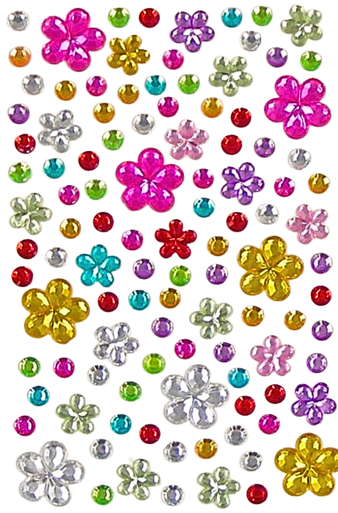 Rhinestone Flowers Sticker Pack Asst 10sht - Digby