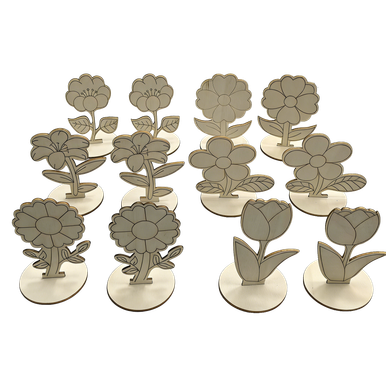 Bertie® DIY Wooden Flowers 10cm 12pc - Digby