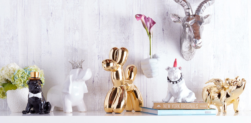 彫刻・オブジェ iron gold-plated dog-shaped piggy bank Interior Illusions Plus Gold Ceramic Dog Piggy Bank - 12