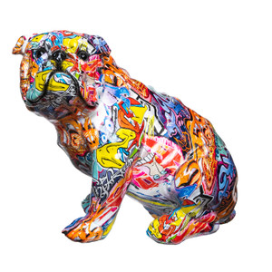 Interior Illusions Plus Bulldog Sitting Splatter Art Dog - 7.5