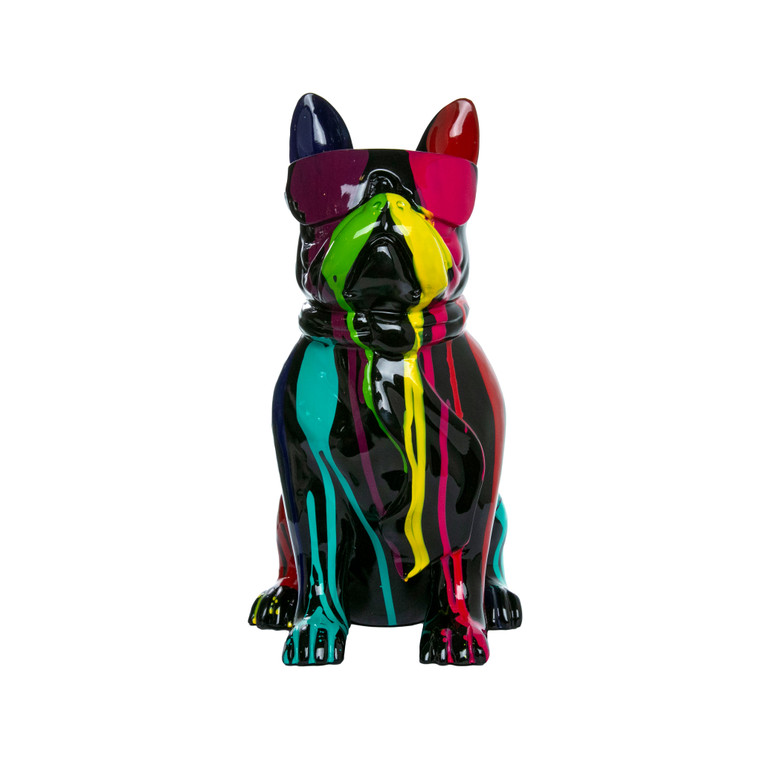 Interior Illusions Plus Black Expressionist Dog with Glasses - 14" tall