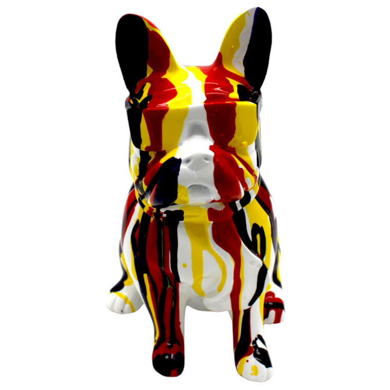 Interior Illusions Plus Red  & Yellow Graffiti French Bulldog with Glasses - 8" tall