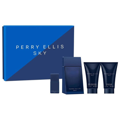 SET PERRY ELLIS SKY MEN ( 4 PC )3.4 OZ EDT / 1.7 OZ SG / 1.7 OZ ASB / 0.25 EDT SP / 844061015425