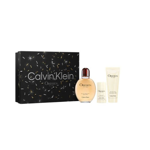SET CALVIN KLEIN OBSESSION MEN (3 PC )4.2 OZ EDT / 3.4 OZ AS/ 2.5 OZ DEO  / 3616304678523