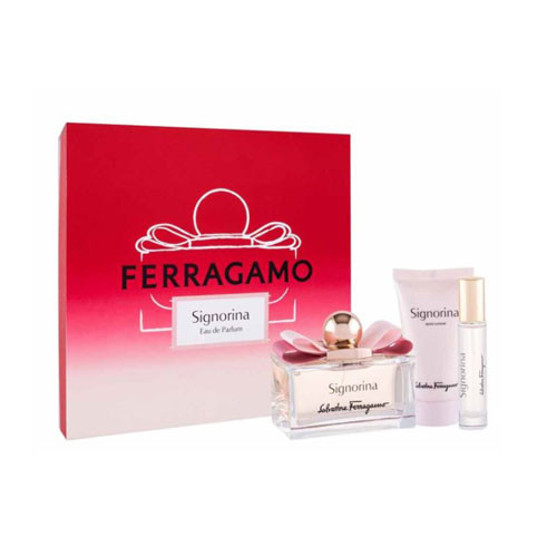 SET SALVATORE FERRAGAMO SIGNORINA (3 PC) 3.4 OZ EDP SP / 1.7 OZ BODY LOTION /0.34 OZ EDP SP / 8052464896240