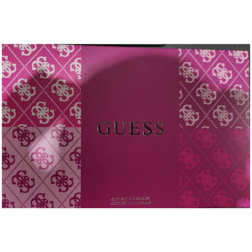 SET GUESS WOMEN  (4 PC ) 2.5 OZ EDP / 3.4 OZ BL  / MINI L / POUCH / 85715330413