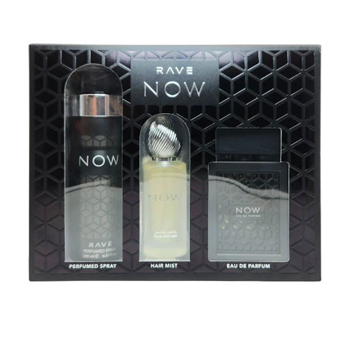 SET LATTAFA RAVE NOW MEN ( 3 PC ) 3.4 OZ EDP / 6.7 OZ DEO / 1.7 OZ   HAIRMIST / 6290362340287