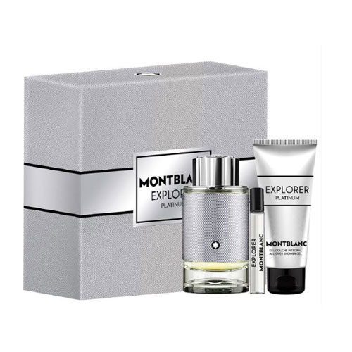SET MONT BLANC EXPLORER PLATINUM MEN ( 3 PC )3.4 OZ EDP  / 3.4 OZ SG / 0.25 OZ / 3386460139199