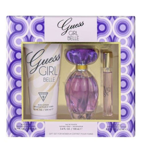 SET GUESS GIRL BELLE WOMEN ( 3 PC) SET 3.4 OZ. EDT / 6.7 OZ. BL / MINI ( NEW UPC ) / 85715329950