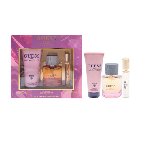 SET GUESS 1981 LOS ANGELES WOMEN ( 3 PC ) 3.4 OZ EDT SP / 6.7 OZ BL  / 0.50 OZ EDT TRAVEL SP / 85715349712