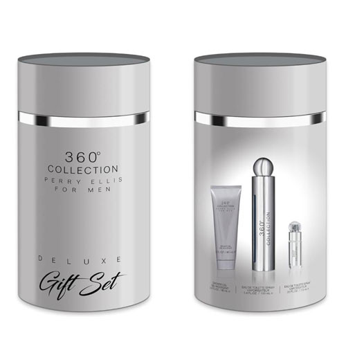 SET PERRY ELLIS 360 COLLECTION FOR MEN ( 3 PC ) 3.4 OZ EDT SP / 3.0 OZ SG /0.25 OZ EDT SP  / 844061013650
