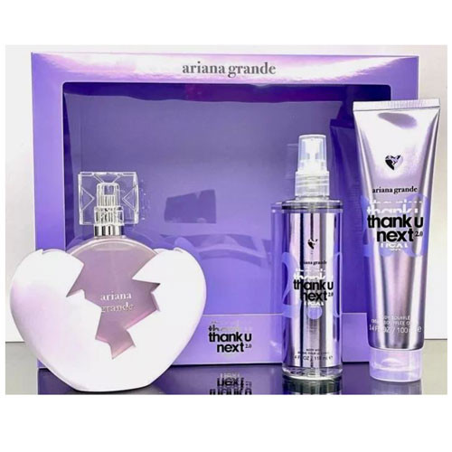 SET ARIANA GRANDE THANK U NEXT 2.0 WOMEN  ( 3 PC )3.4 OZ  EDP SP / 3.4 OZ BODY SOUFFLE / 4.0 OZ BODY MIST / 810101504679