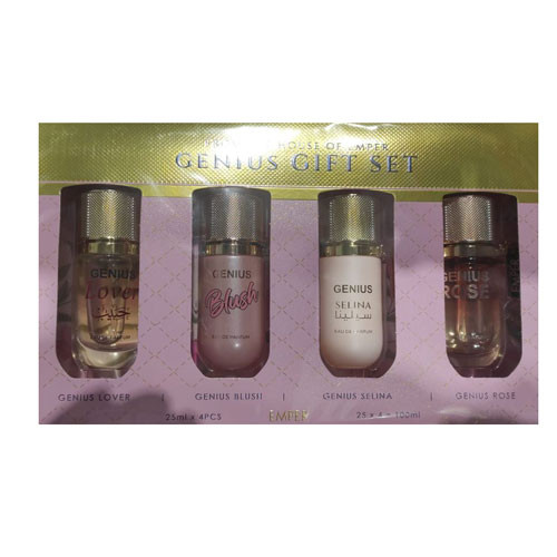 SET EMPER  GENIUS WOMEN ( 4 PC ) LOVER,BLUSH,SELINA,ROSE 0.845 OZ EDP SP / 6294021908399