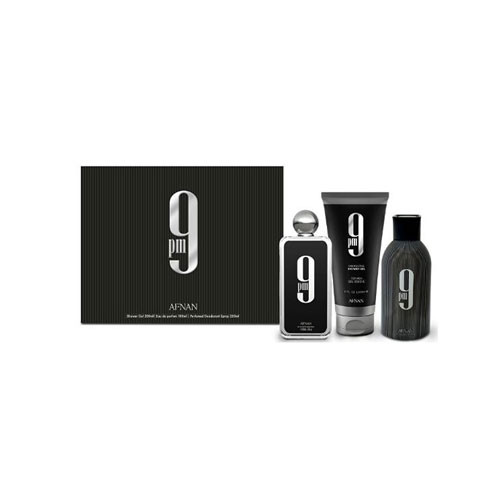 SET AFNAN 9PM UNISEX ( 3PC)3.4 OZ.EDP SP / 6.0 OZ.SG/ 6.4 OZ.DEO *DISPLAY BOX* / 6290171072980