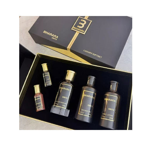 SET BHARARA ONYX MEN  ( 5 PC ) 3.4 OZ EDP SP / 6.7 OZ BL / 6.7 OZ SG /0.34 OZ EDP X 2 / 850050062547