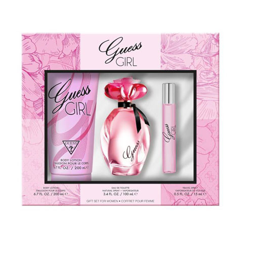 SET GUESS GIRL WOMEN ( 3 PC ) 2.5 OZ EDT SP / BODY LOTION 6.7 OZ / TRAVEL SPRAY 0.5 OZ / 85715330444