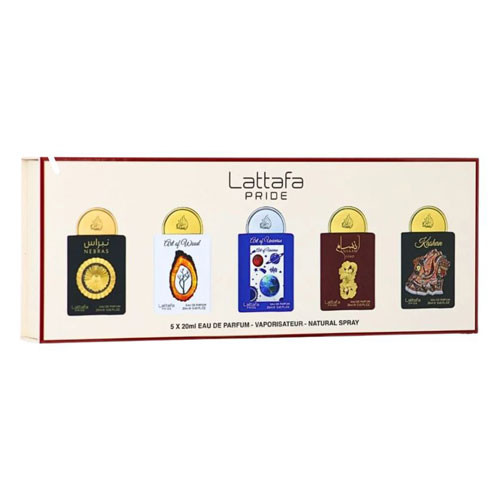 SET LATTAFA PRIDE X0.67 OZ ( 5 PC )NEBRAS /ART OF WOOD / ART OF UNIVERSE /ANSAAM GOLD / KASHAN / 6290362348092