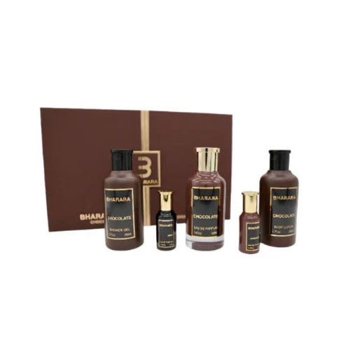 SET BHARARA CHOCOLATE UNISEX ( 5 PC ) 3.4 OZ EDP SP / 6.7 OZ BODY LOTION  / 6.7 OZ SHOWER GEL / 2 MINI 0.34 OZ EDP / 850050062530